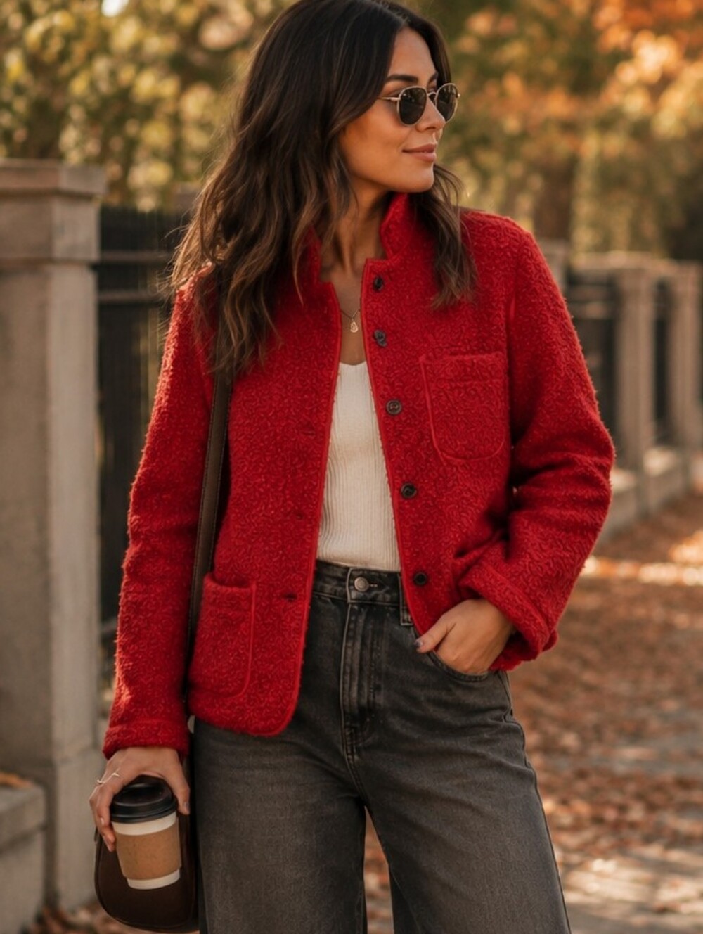 Karen Kane - EUC - Red Bouclé Jacket